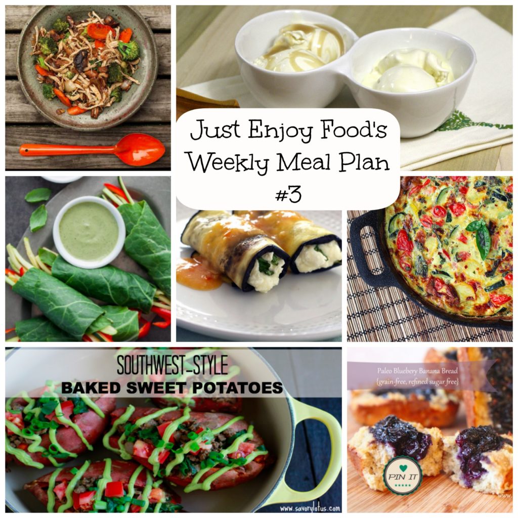 Just Enjoy Foods Weekly Meal Plan THREE